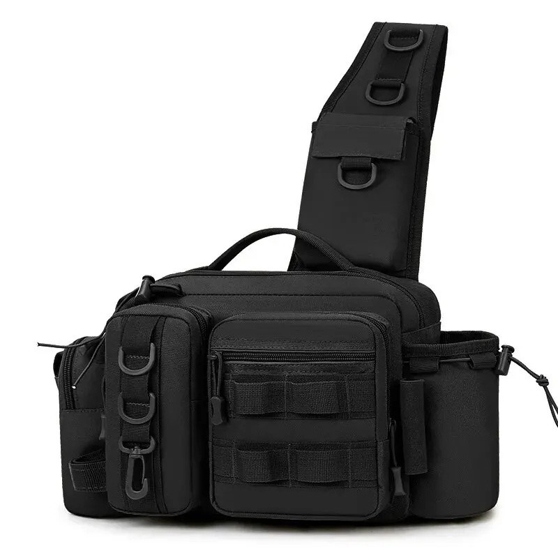 Fishing Tackle Backpack Lure Box Gear Storage Bag Fanny Pack for Men Fly Fishing Backpack with Rod Holder Sling Shoulder