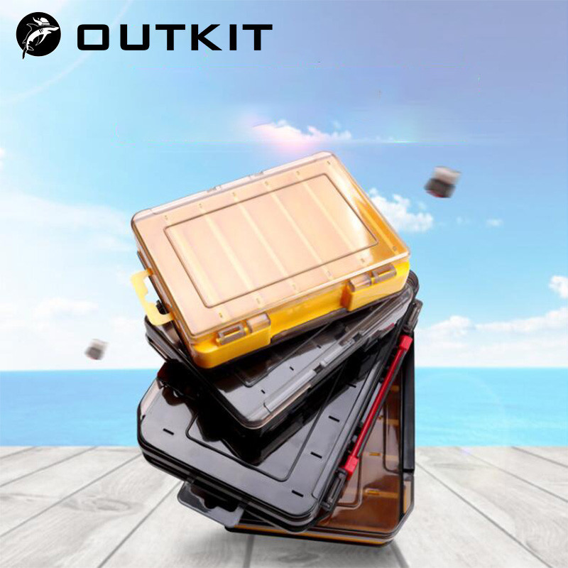 OUTKIT Caixa De Isca De Pesca De Dupla Face 12/14 Compartimentos Anzol Armazenagem Multi-Funções