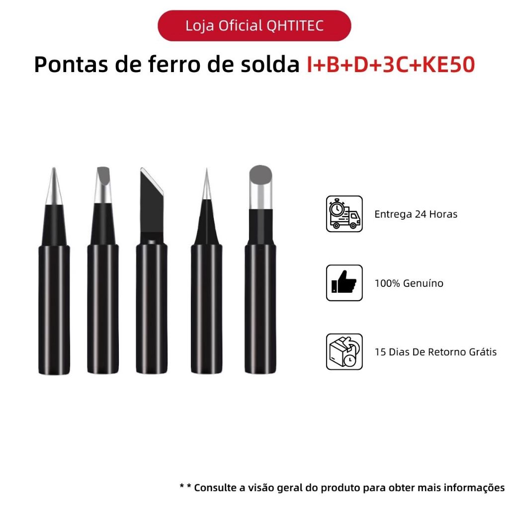 JCD 5 Pçs Pontas De Solda De Ferro De Chumbo De Reposição Grátis 900M-T Para 8898 908S 908U