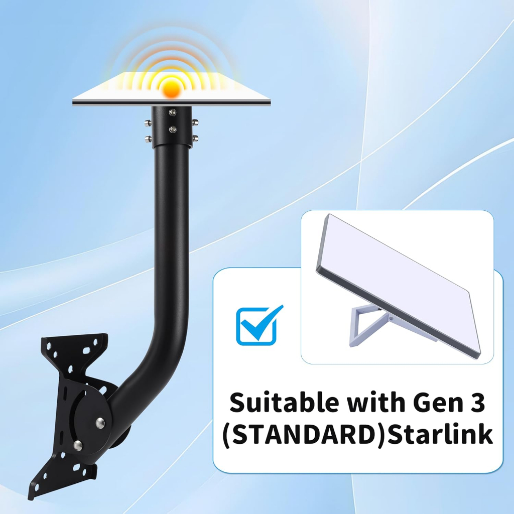 Suporte de Montagem em Parede/Telhado Starlink Gen 3 /V4| Ajuste 360° | Aço Resistente | Kit Completo