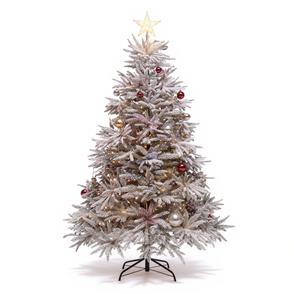 Árvore de natal Creta nevada 150cm com 386 hastes cheias cor verde luxo