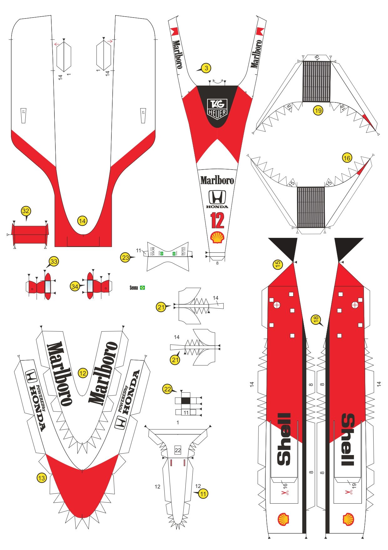 McLaren Senna 1988 - Papercraft