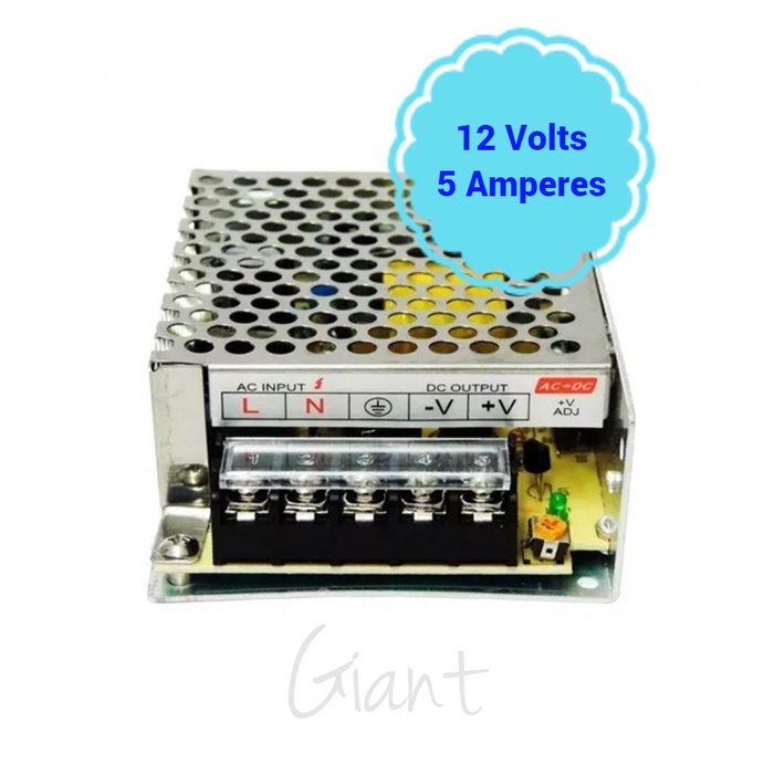 Fonte De Alimentação Chaveada Modelo Colmeia Primeira Linha Entrada Bivolt 110-220v Saída 12 volts 60w 5a Para fita de LED, Som de Carro