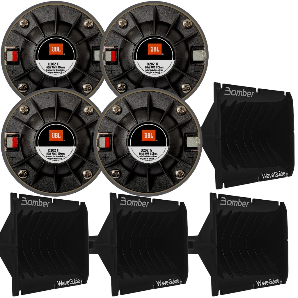 Kit 4 Driver D202ti 60w Rms Jbl 60w + 4 Guia De Ondas Bomber