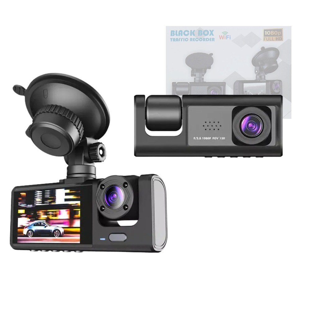 Câmera Veicular T&Z C309-2 Wi-Fi Full HD 1080p Frontal e Ré com App Celular