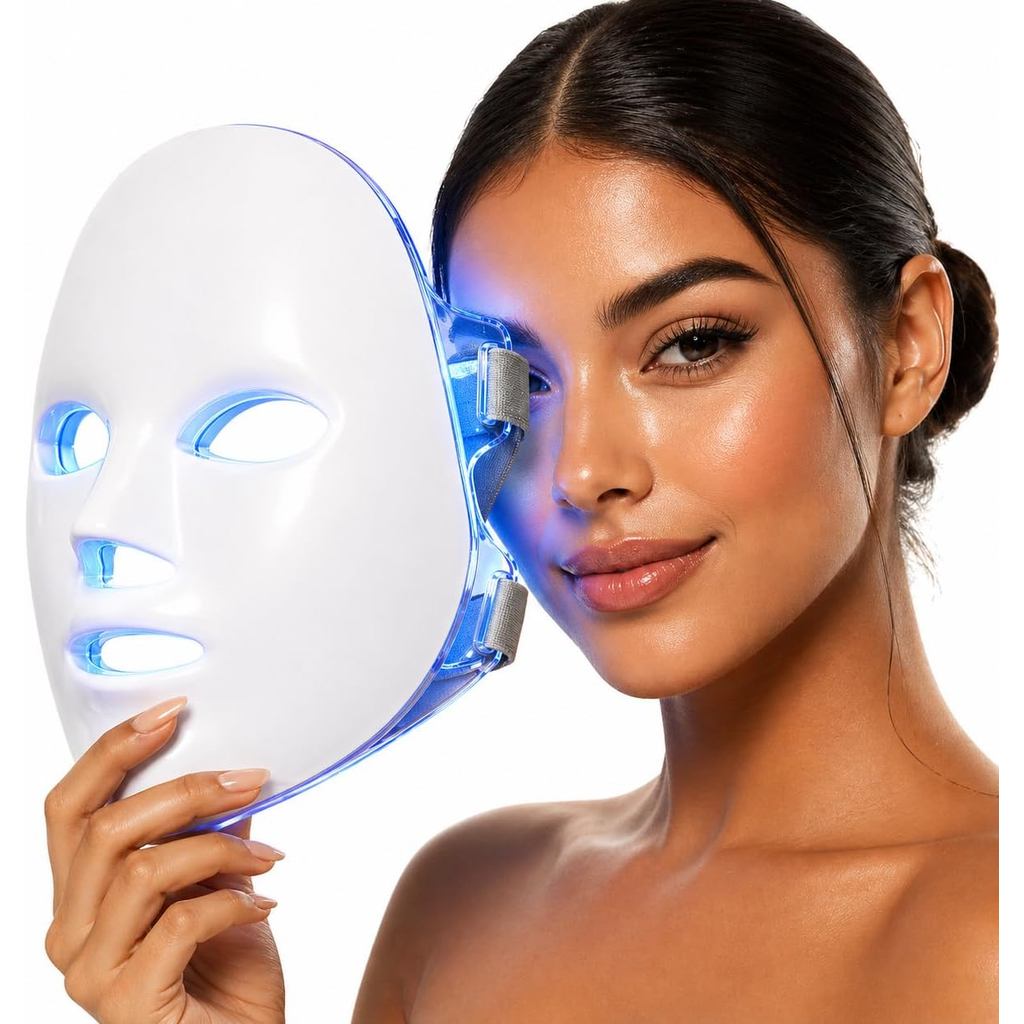 Máscara De LED Facial Profissional + Massageador Facial Terapia De Luz Light Therapy Tecnologia Infravermelho Próximo Re