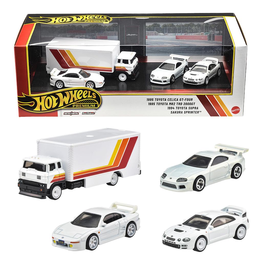 Hot Wheels Premium Collector Set Assortment Toyota Sports Car Set Vehicle Toy Mini Cars 4 pcs for Ages 3 and Up White GM
