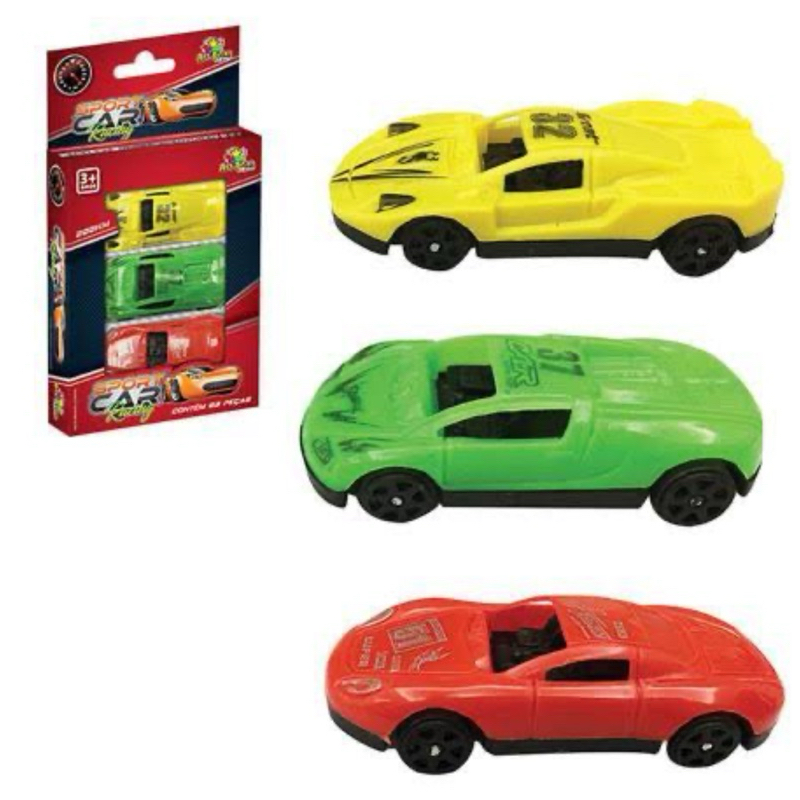 Brinquedo Coleção Mini Veículos Sport Car Racing 3 Peças Fricção Super Veloz Alta Velocidade
