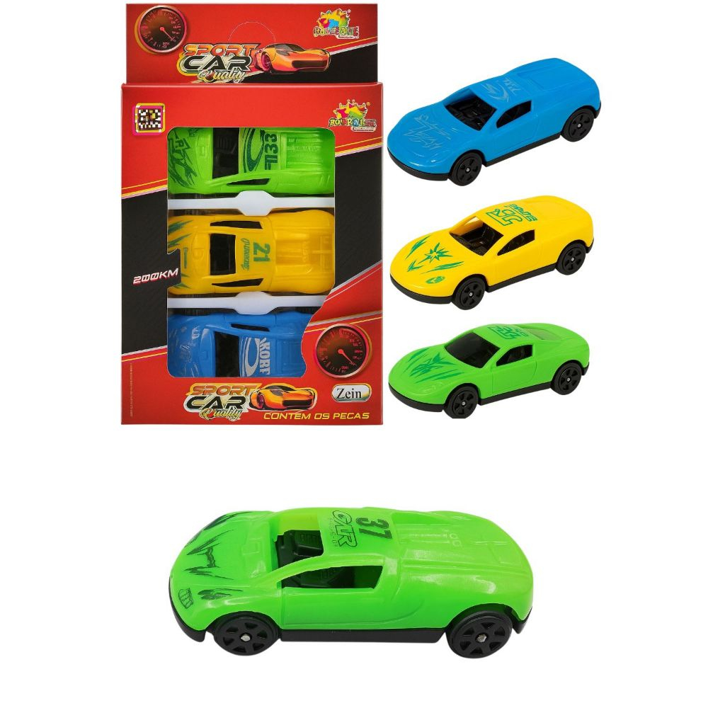 Brinquedo Coleção Mini Veículos Sport Car Racing 3 Peças Fricção Super Veloz Alta Velocidade