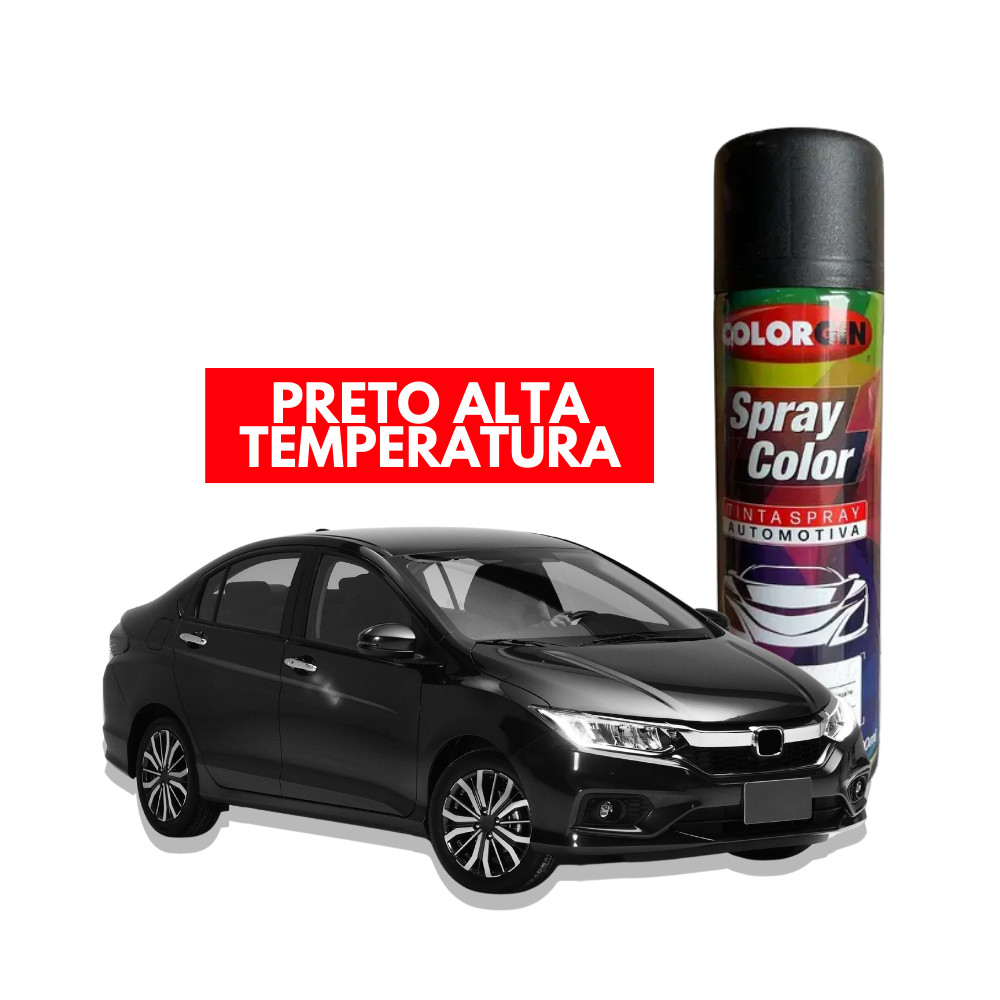 Spray Color Preto ColorGin Alta Temperatura 300ml Resistente Pintura Secagem Rápida Chaminés Fogões