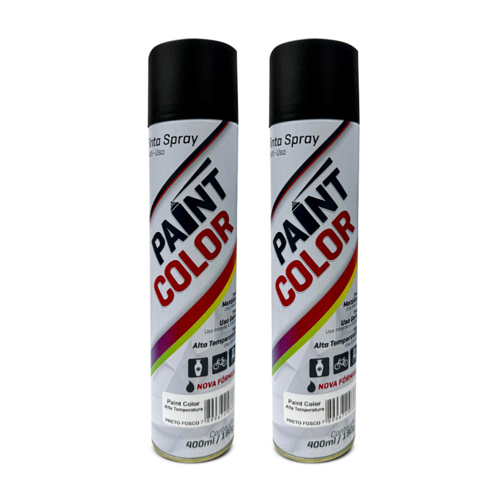 Kit 2 Tintas Spray Alta temperatura Preto Ou Branco Paint Color 250ml ou 400ml