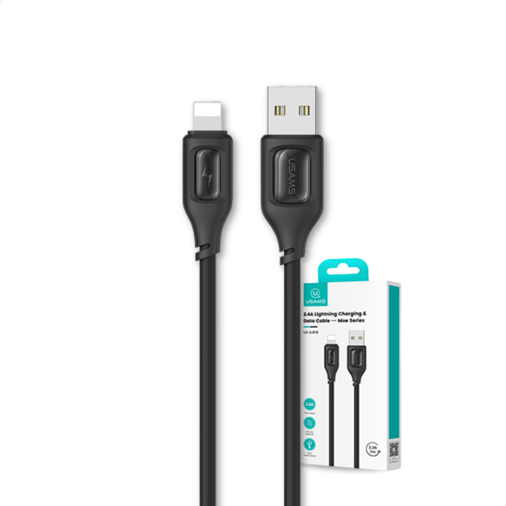Cabo iPhone Lightning USAMS SJ618 Silicone 1m Fast Charge PD QC Dados 480Mbps Resistente Original iPhone 5 ao 16