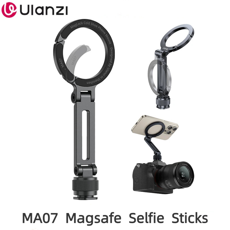 Ulanzi MA07 Magsafe Selfie Sticks Para Câmera De Telefone Com Luz De Preenchimento Tripé Sapata Fria Parafuso De 1/4 