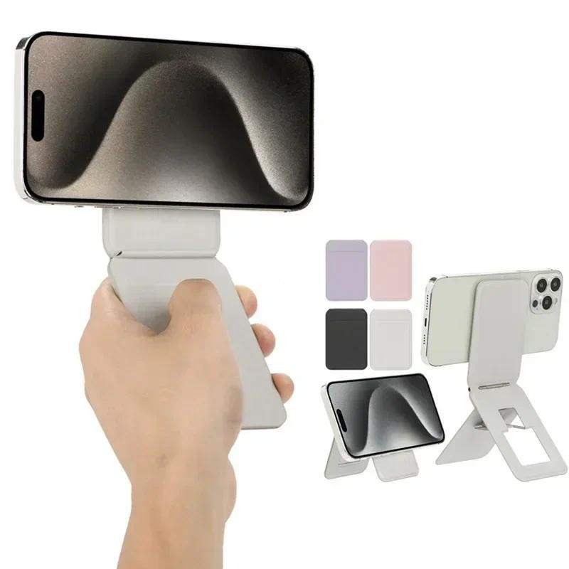 Suporte Magnético de Couro Dobrável para Cartões e Telefone com Tripé para Magsafe iPhone 14 15 16 Pro Max Mac Segu DVNE