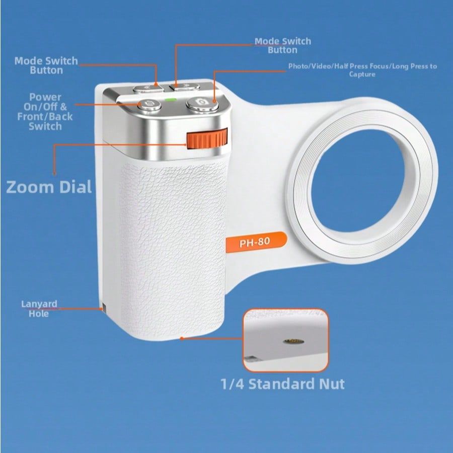 Adequado para auxílio à câmera de celular Magsafe, controle remoto Bluetooth com Zoom ajustável, suporte magnético para