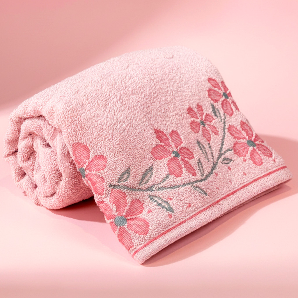 Toalha de Rosto Dohler Eva 100% Algodão - Barra Floral Brilho Grossa Macia Antipilling - 50 x 80