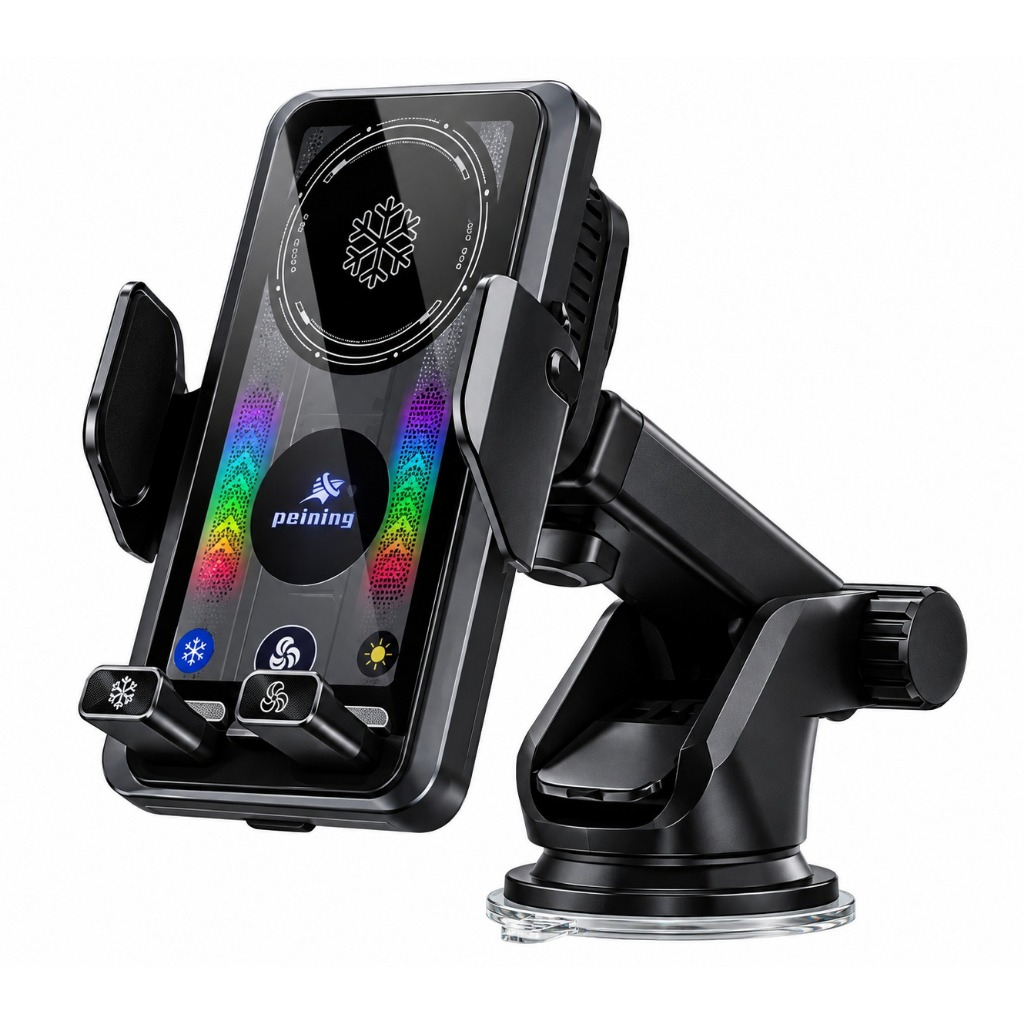 Suporte Veicular Peining PEI-PH58 Carregador Sem Fio 15W com Resfriamento TEC Ventoinha 360°
