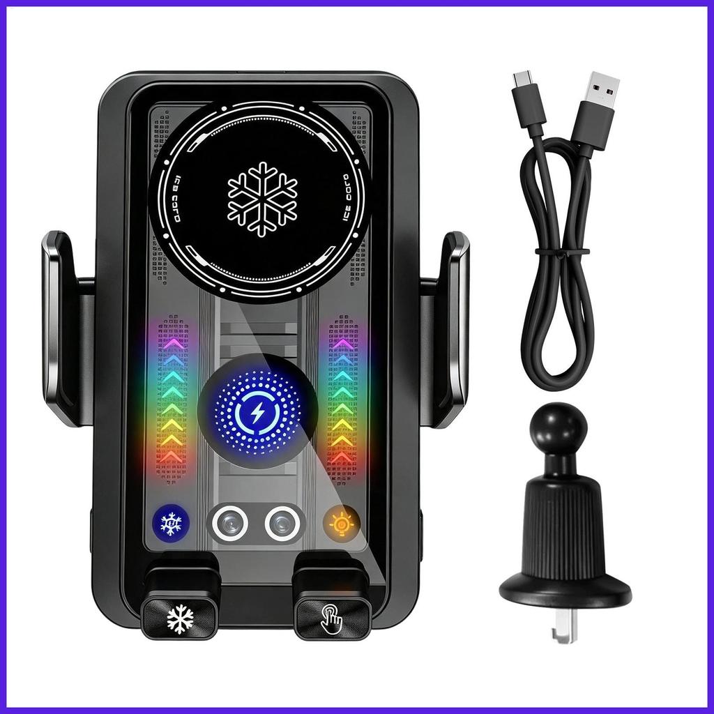 Carregador De Montagem Do Telefone Carro Com Ventilador TEC Adaptador De Fixação Automática Sem Fio 15W De Carga Acessór