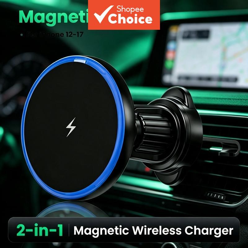 Suporte de Carregador Veicular Magnético Sem Fio 15W Carregamento Rápido para iPhone 15 16 Max