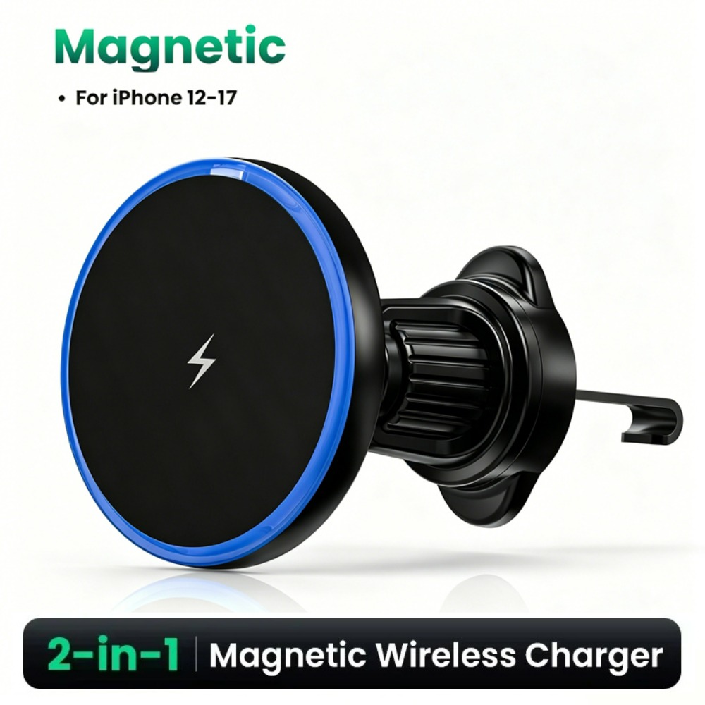 Suporte magnético de carro sem fio de carregamento rápido para iPhone 17 16 15 Pro Max 15W