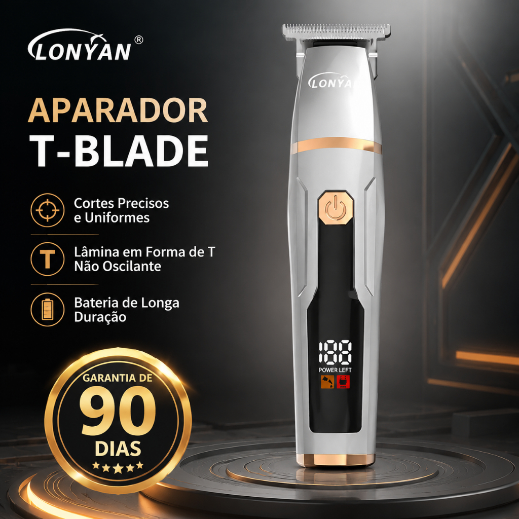 Cortador de Cabelo Profissional Impermeável Sem Fio Bivolt 1200mAh Lâmina Aço Carbono Silencioso Barba Recarregável