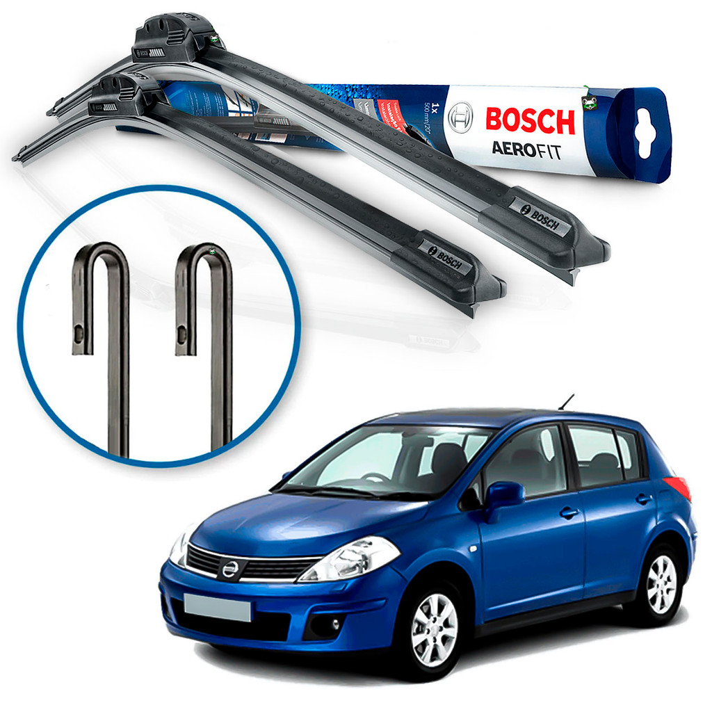 Par Palheta Limpador Parabrisa Aerofit Bosch Nissan Tiida 2007 2008 2009 2010 Braço Gancho