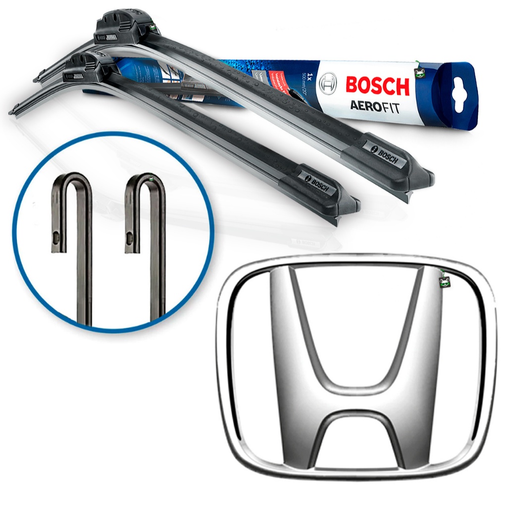 Par Palheta Dianteira Limpador Parabrisa Bosch AeroFit Honda Braço Gancho