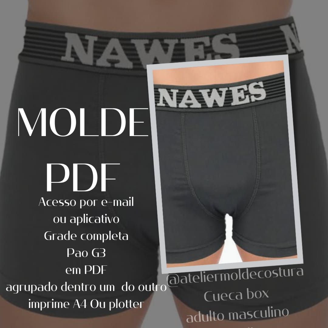 MOLDE CUECA BOX MASCULINA ADULTO