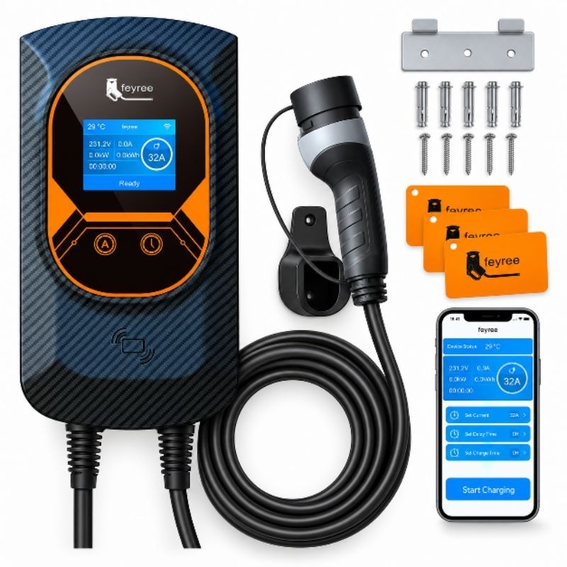 Carregador Carro Elétrico Feyree 32a 7,6kw 110/220v Wallbox