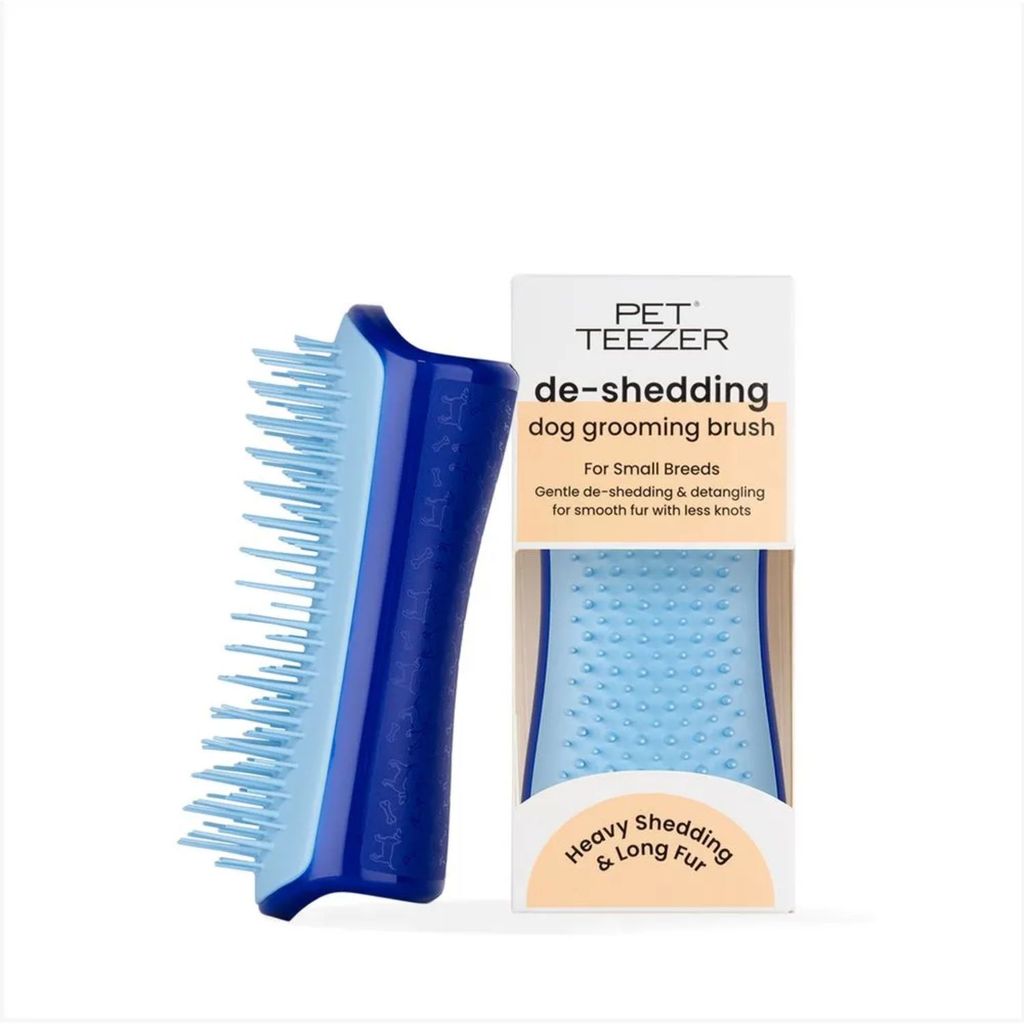 Escova Rasqueadeira para Cachorro Pequeno Pet Teezer De-shedding Pequena Tangle Teezer Remove Pelo Morto Subpelo Azul