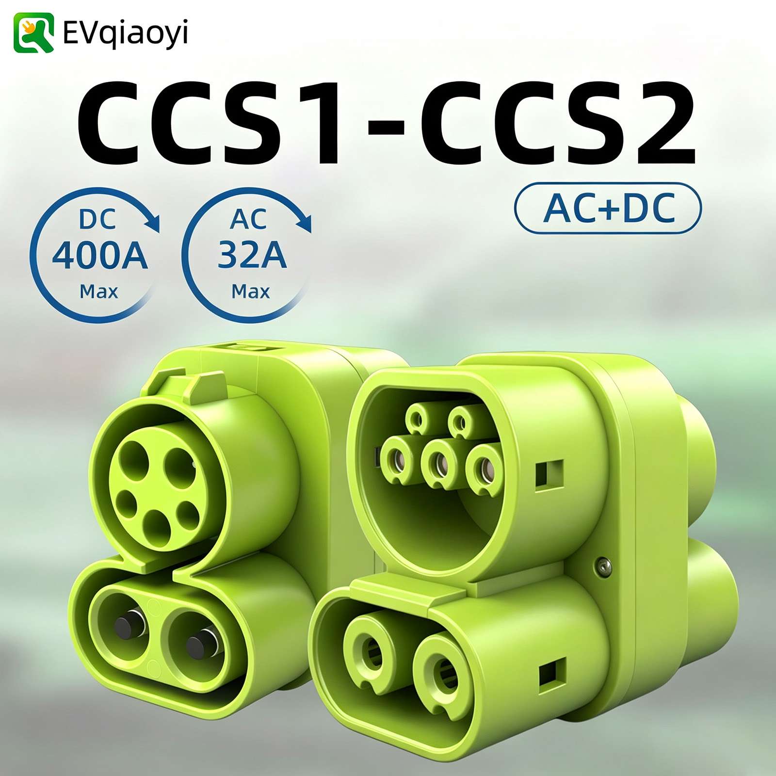 Adaptador ativo EVqiaoyi CCS1 para CCS2 AC 32A DC 400A 1000V Conector do carregador SAE j1772 para IEC62196 Tipo 1 para