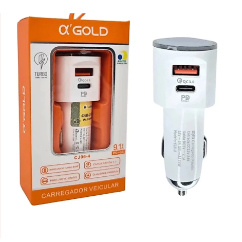 Turbo Car Charger 60W Turbo USB + Type-C PD3.0 QC4.0 Quick Charge 9.1A Universal For Cell Phone Android iOS Car
