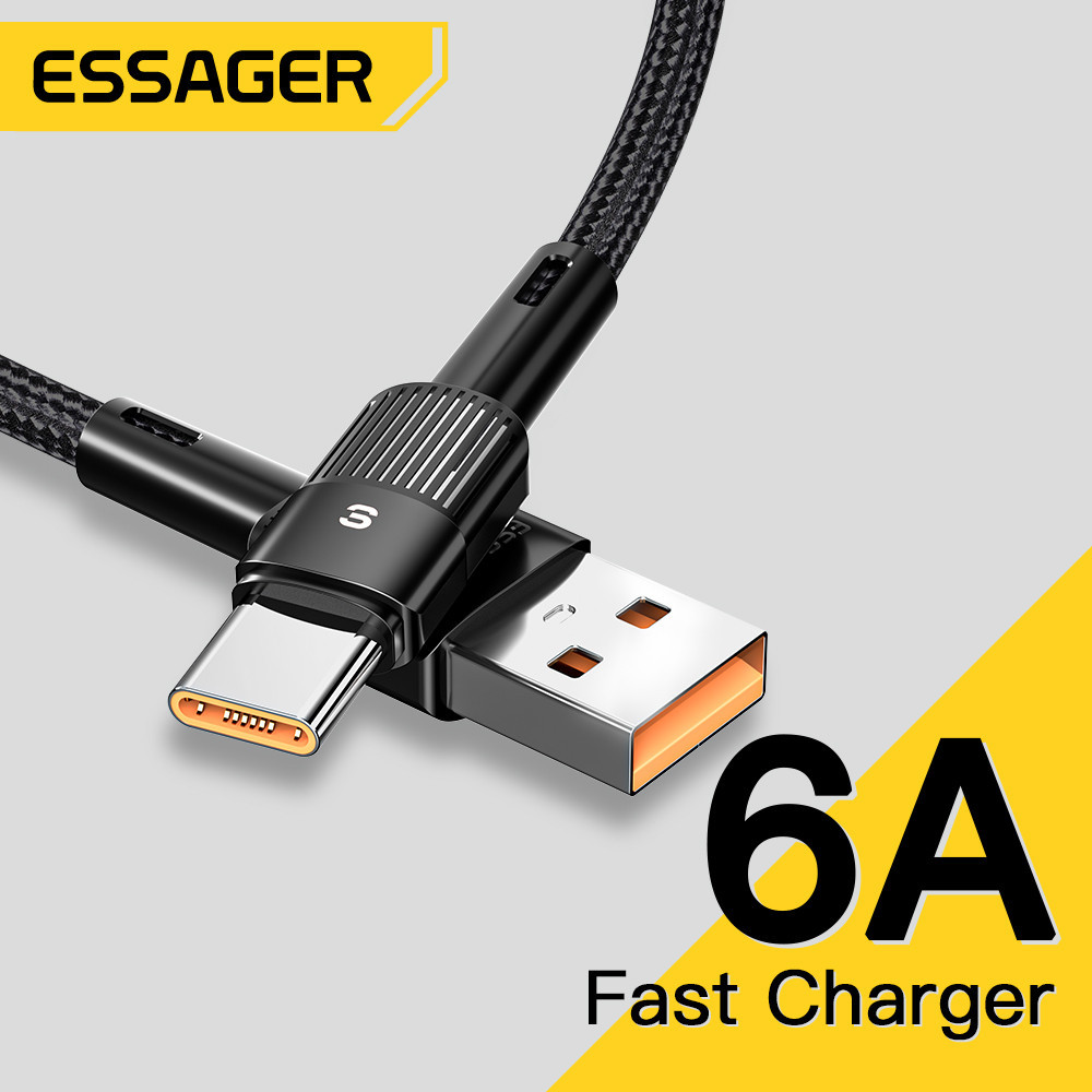Cabo USB C Essager 6A 66W para Samsung Xiaomi Oppo Huawei Carregador USB de carregamento rápido de dados