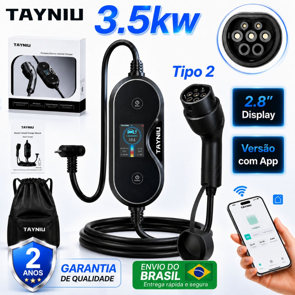 TAYNIU 3.5KW 16A EV Charger 2.8 Inch Display Screen APP Control Compatible with BYD Dolphin Mini
