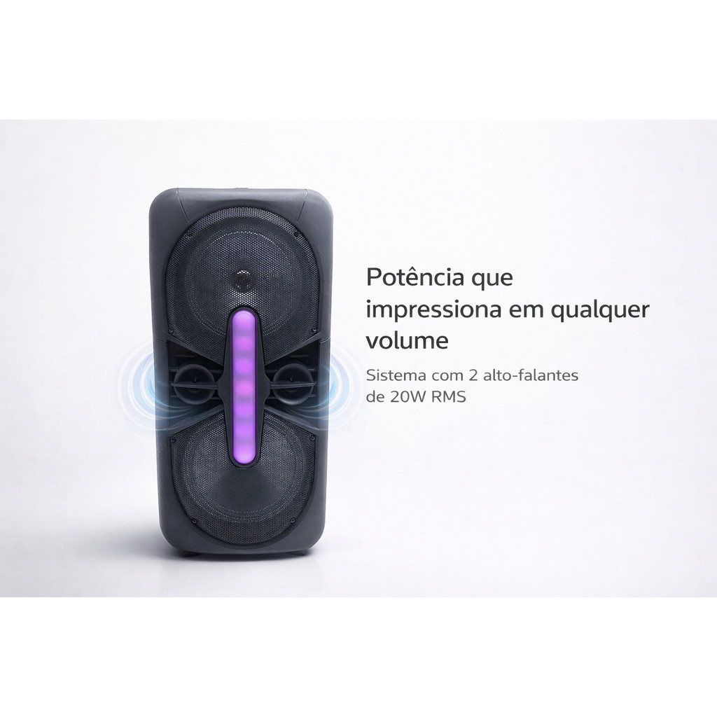 Caixa De Som Amplificada Bluetooth Preto Led Rgb Preto 127/220v