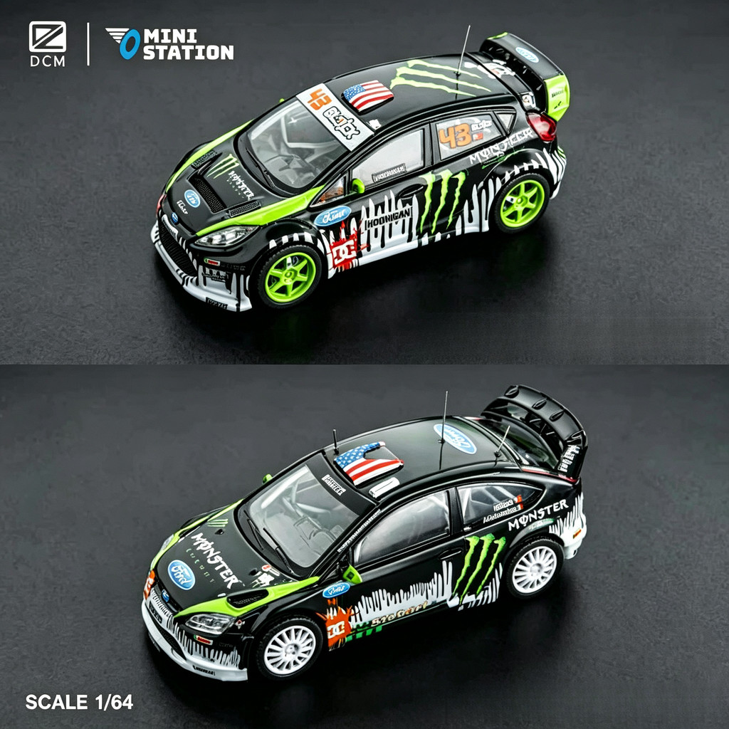 DCM 1/64 Ford Fiesta ST & Focus RS Ken Block #43 Monster Energy Hoonigan Rally Drift Car Modelos