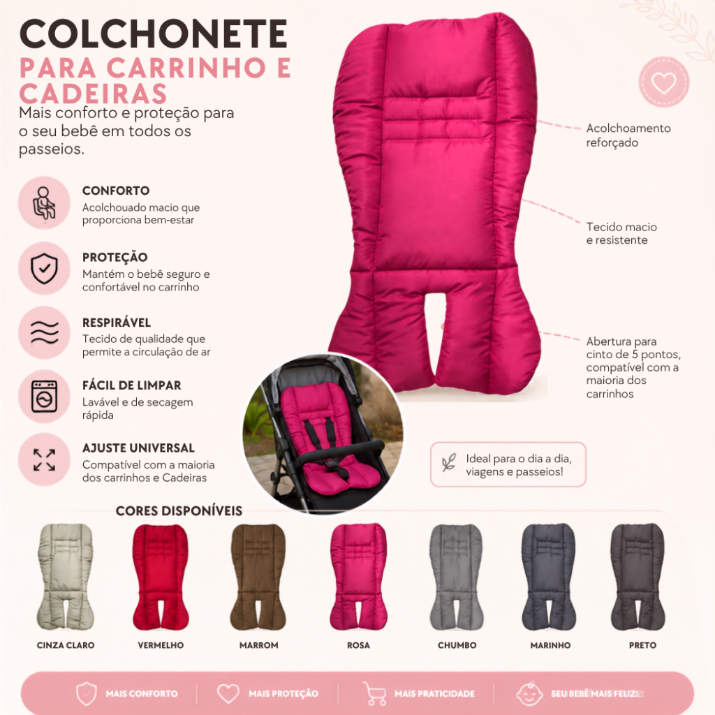 ACOLCHOADO PARA CADEIRINHA DE AUTO INFANTIL
