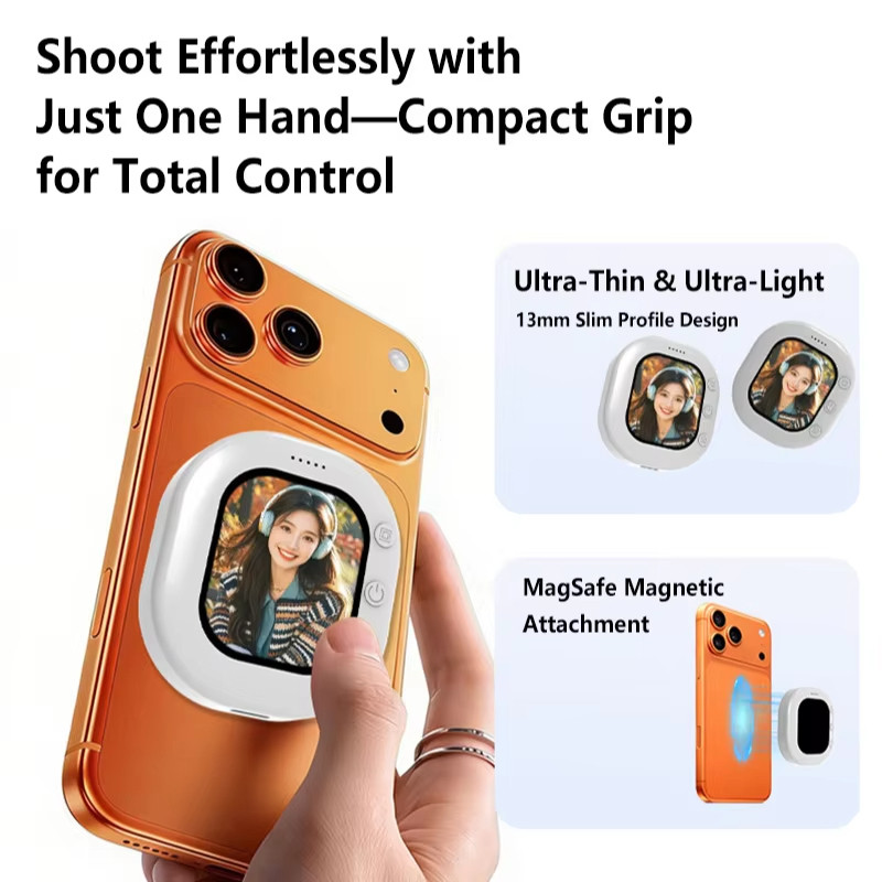 Mini Projetor de Tela Magnético Sem Fio para Celular, Câmera Traseira para Selfie, Vídeo, Vlog, Transmissão ao Vivo G0MK