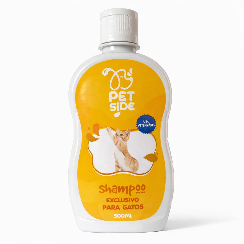 Shampoo para Gatos Pet Side 500ml Higiene e Cuidado da Pelagem Felina Petshop