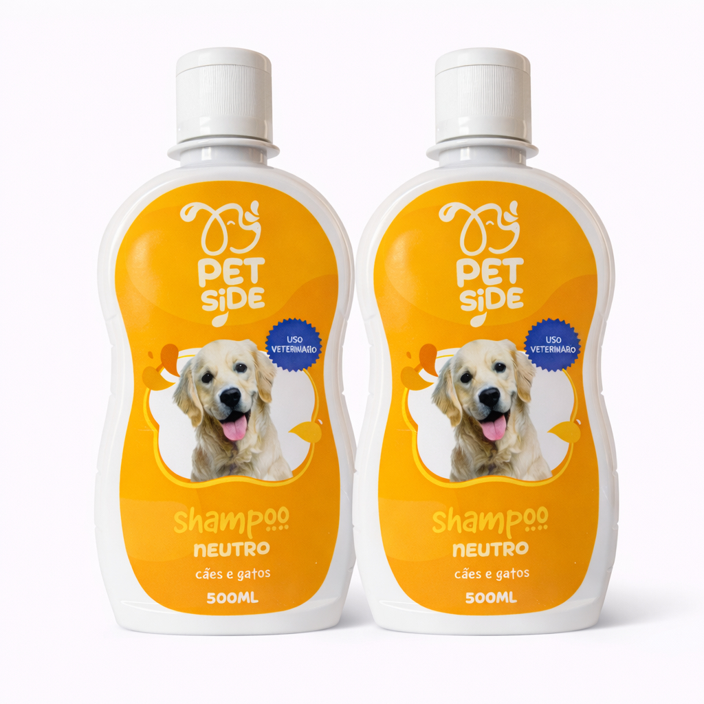 Kit 2 Shampoo Neutro Para Cães e Gatos Petside 500ml Banho Petshop