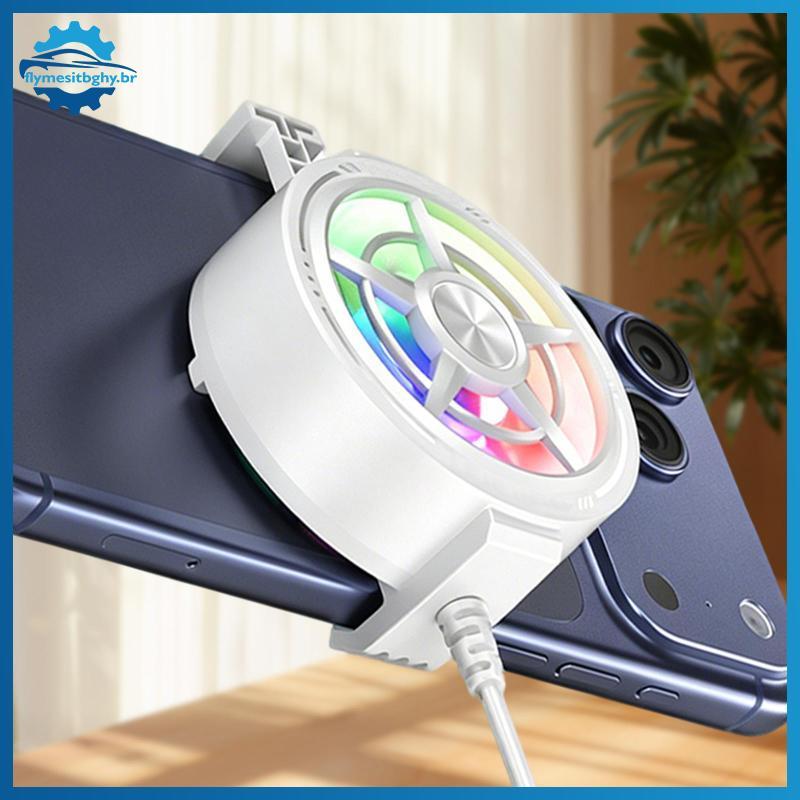 flym Clip On Phone Cooler Fan Multi Cenário Use RGB Light USB Powered Fast Radiator Para Jogos Vlog Live fl