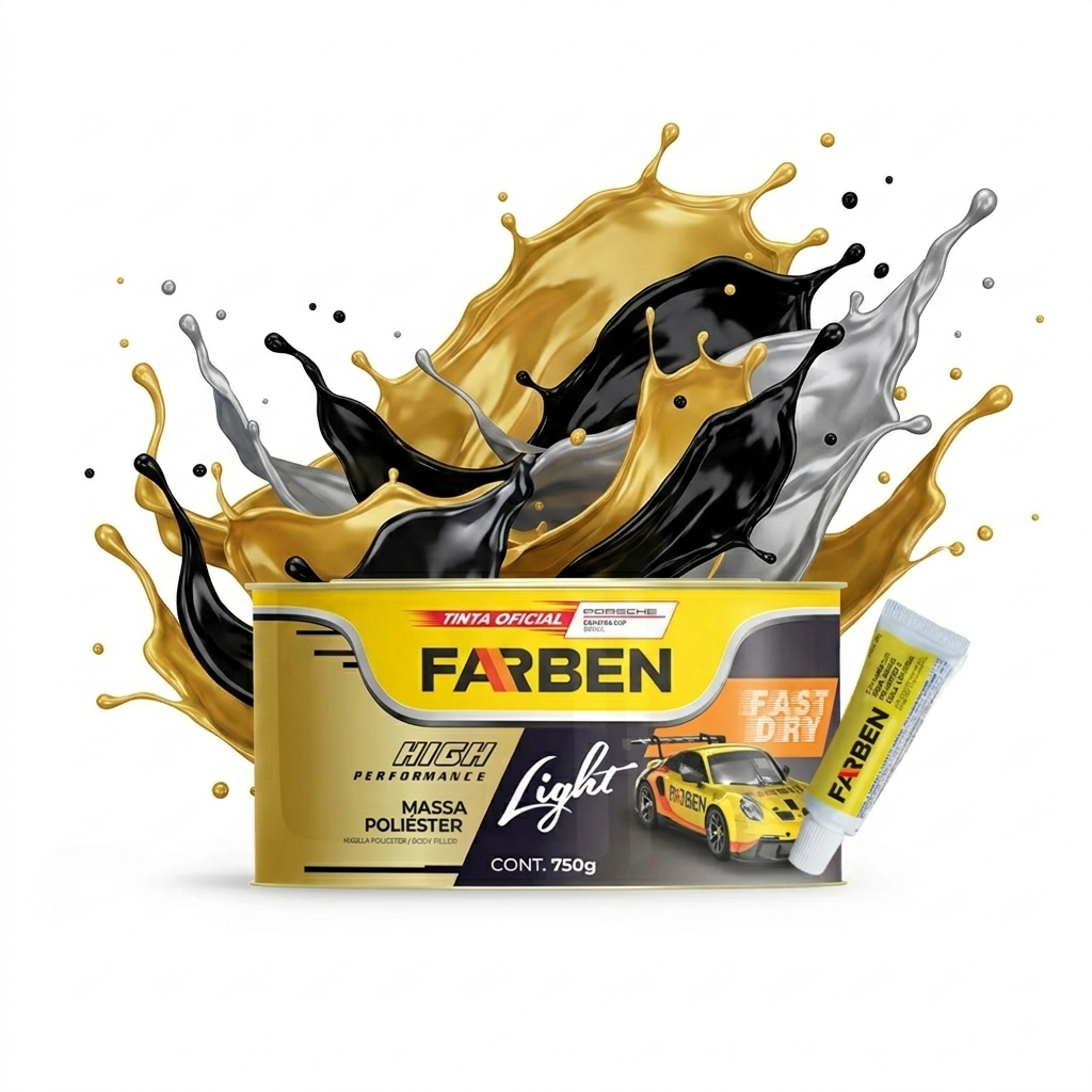 Massa Poliéster Light Fast Dry 508.250 Farben 750g Automotiva Secagem Rápida Fácil Lixamento + Catalisador