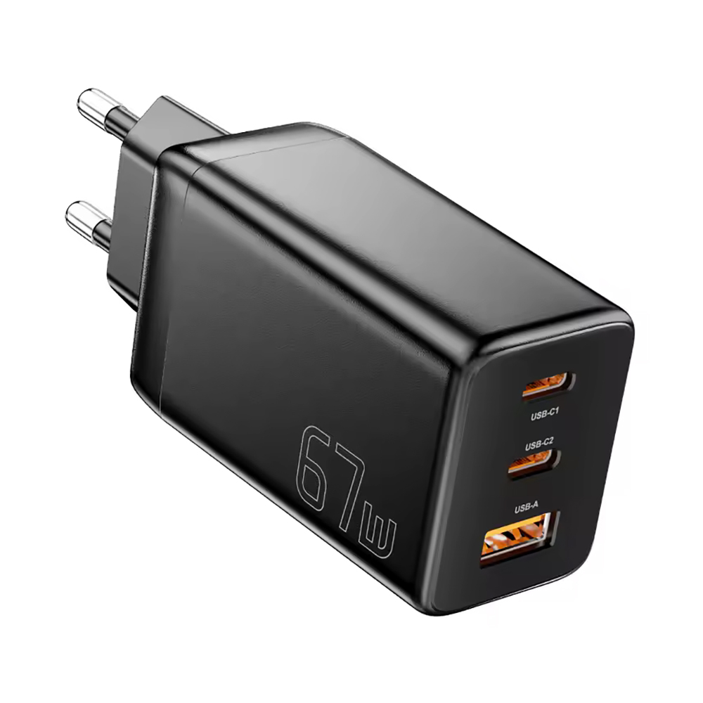 Carregador Essager 67w Gan Turbo Portas 2 Usb-c + 1 Usb-a