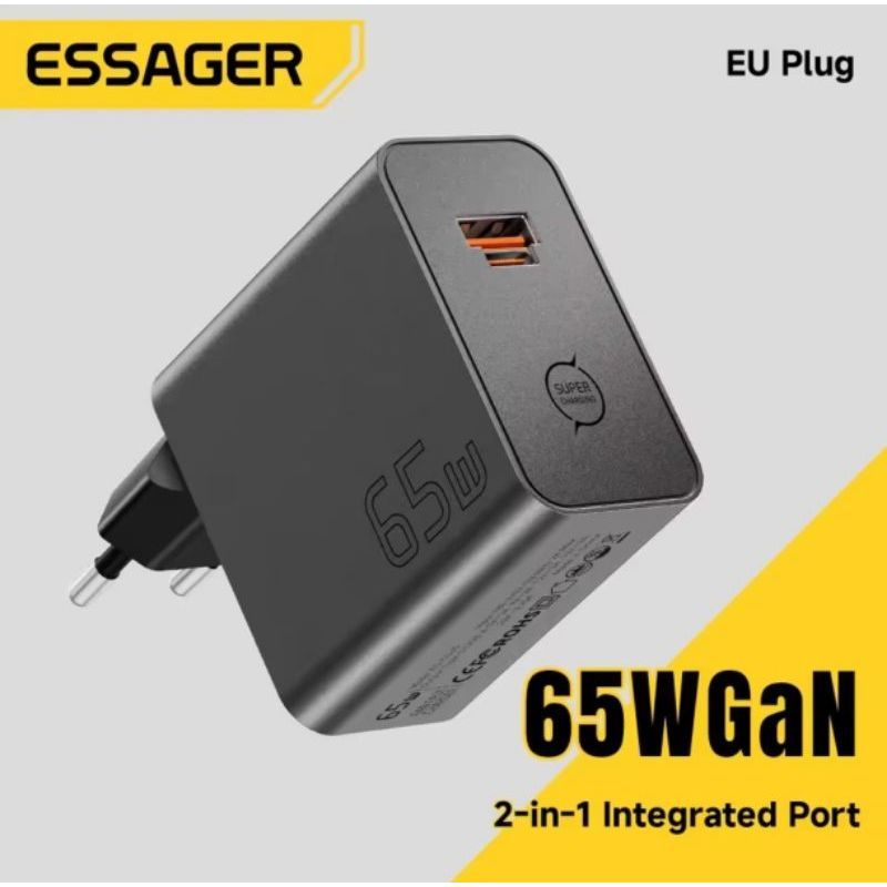 Carregador Essager 65W GaN PD3.0 PPS QC4.0 Carregador Rápido PD