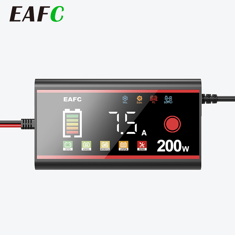 Carregador De Bateria De Carro Para Reparo De Pulso Inteligente EAFC 200W 12V/24V LiFePO4 , AGM , GEL , Ácido-Chumbo Úmi