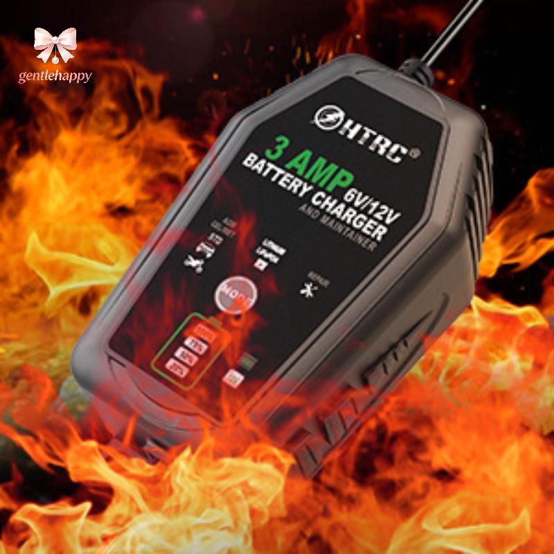 Gentlehappy Indicador LED Carregador De Bateria Inteligente 6V 12V 3000mA Trile Automático Para Lítio LiFePO4 Carro Barc
