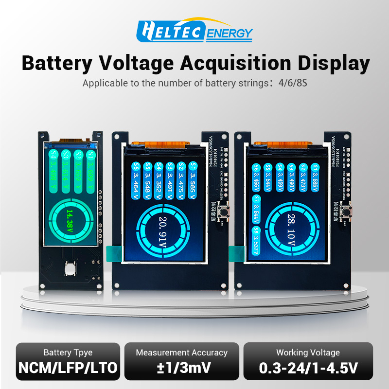Heltecbms 4S 6S 8S Testador De Voltagem De Bateria 12V 24V Verificador De Tensão De Lítio/Lifepo4 TFT Dispaly 2V-4.5V di