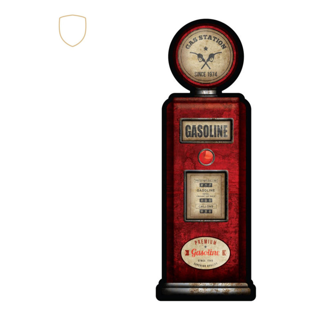 Placa Decorativa Gas Station Vintage – Quadro Bomba de Gasolina Retrô para Ambiente Estiloso