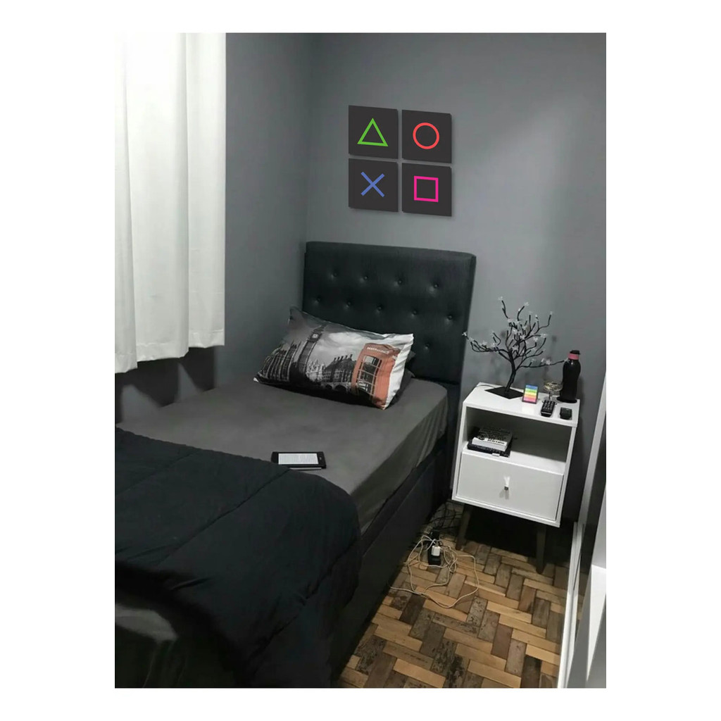 Quadro Mdf Play Station Game Player Decorativo Geek 20x20 Co