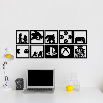 Quadro Vazado Decorativo MDF Gamer Geek 3 mm/ Video Game Jogos X Box Play Station